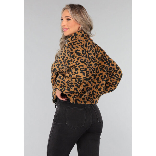 Fleece-Jacke mit Panther-Print