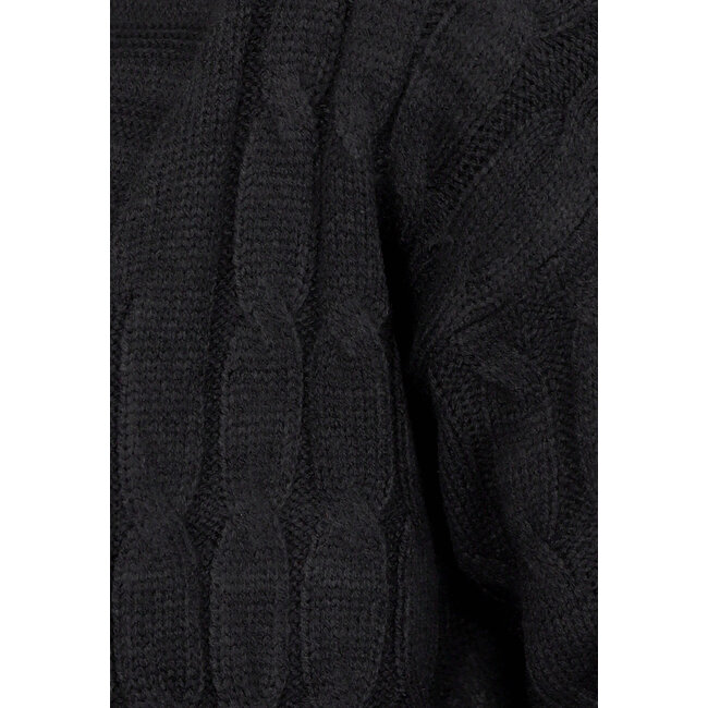 Lange schwarze Strickjacke mit Taschen
