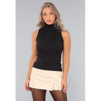 Schwarzer ärmelloser Rollkragenpullover