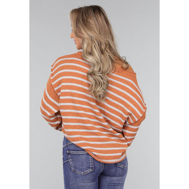 Gestreifter Pullover in Camel