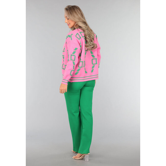 Rosa übergroße Strickjacke mit Knöpfen