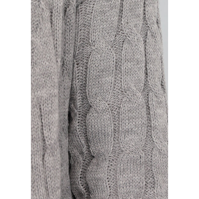 Lange graue Strickjacke mit Taschen