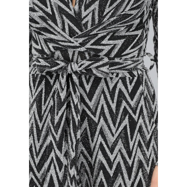 Stretch-Jumpsuit mit silbernem Zickzack-Glitter
