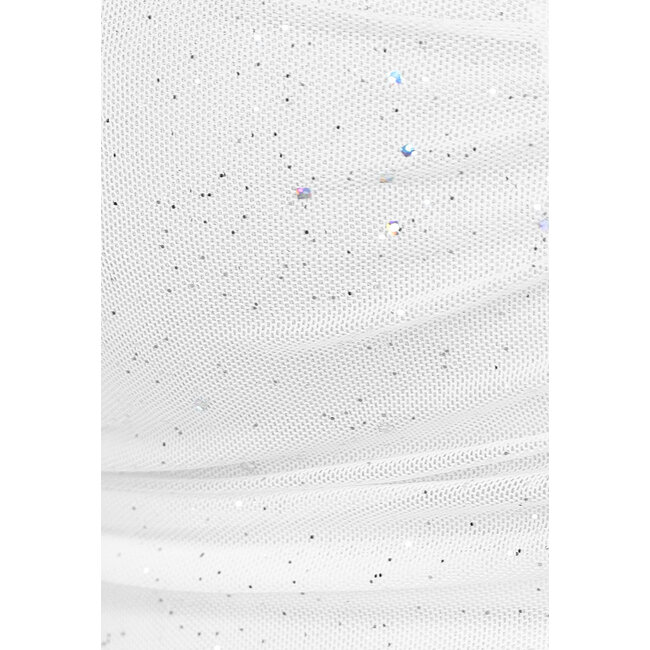 Weißes Glitzerkleid mit Chiffon-Ärmeln