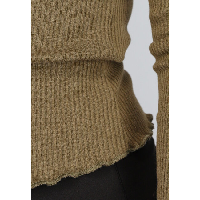 Khakifarbenes geripptes Stoffoberteil mit Babylock
