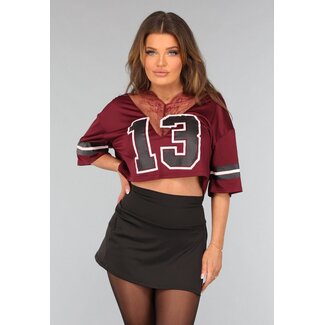 Gekürzter bordeauxroter Jersey mit Spitze
