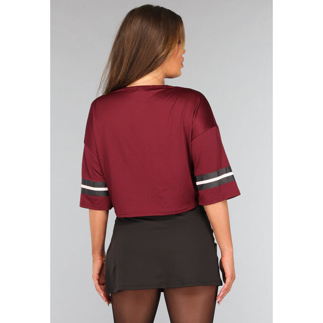Gekürzter bordeauxroter Jersey mit Spitze