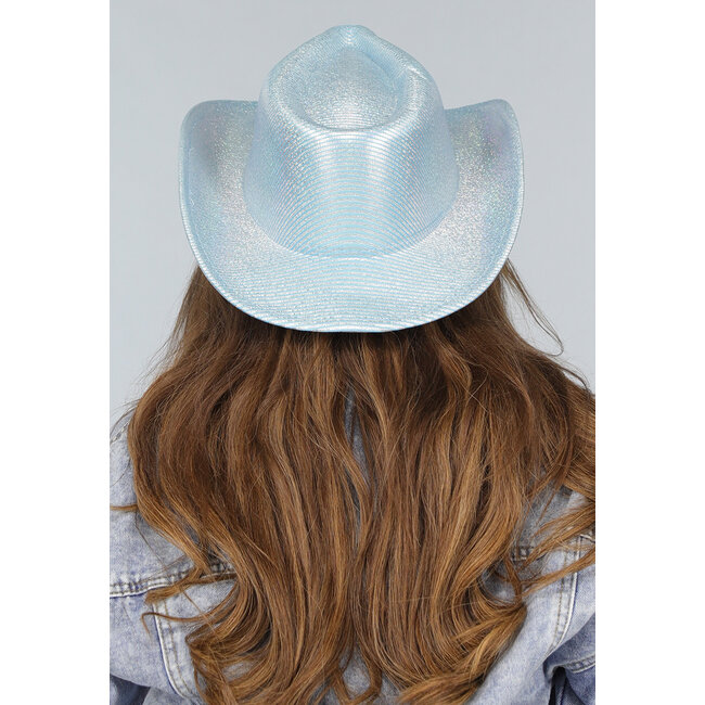 Hellblau glänzender Cowboyhut