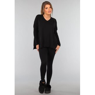 Schwarzes Twinset mit taillierter Hose
