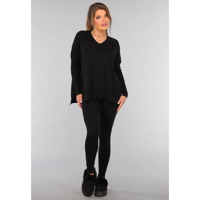Schwarzes Twinset mit taillierter Hose
