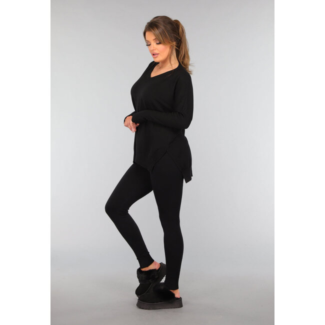 Schwarzes Twinset mit taillierter Hose