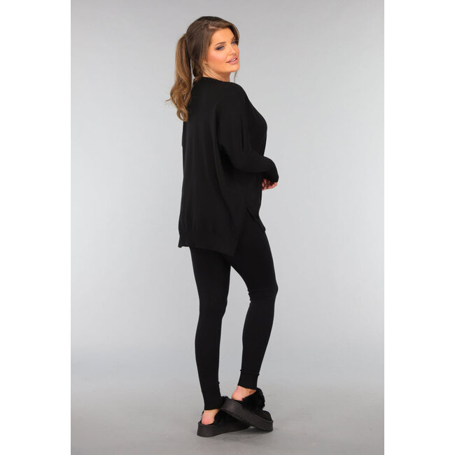 Schwarzes Twinset mit taillierter Hose