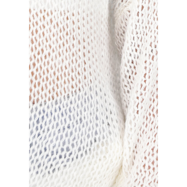 Weißer durchsichtiger Strickpullover