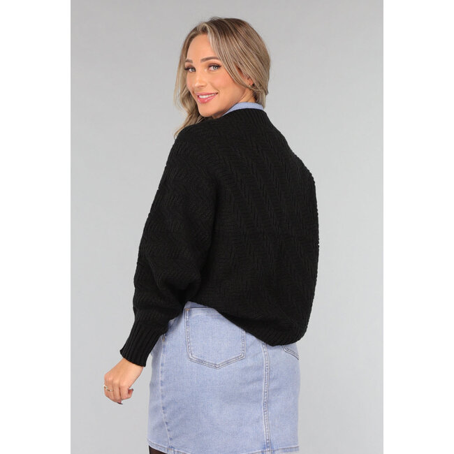 Schwarzer Bolero mit Zickzackmuster