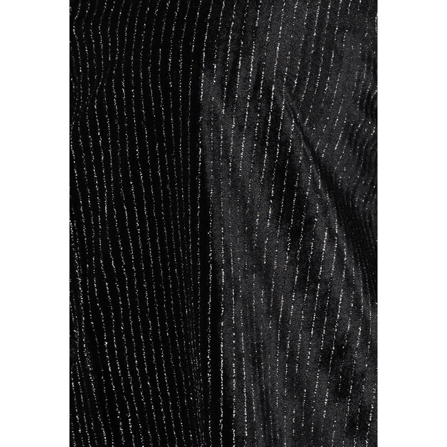 Schwarzer Samt-Glitzer-Zweiteiler mit weit geschnittener Hose