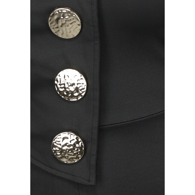 Schwarzer trägerloser Jumpsuit mit Knopfleiste