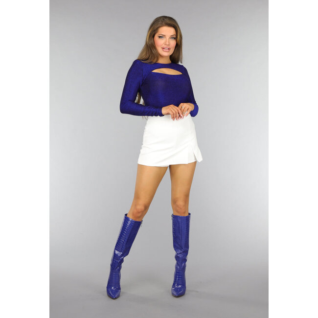 Blauer Glitter Body mit Ausschnitt