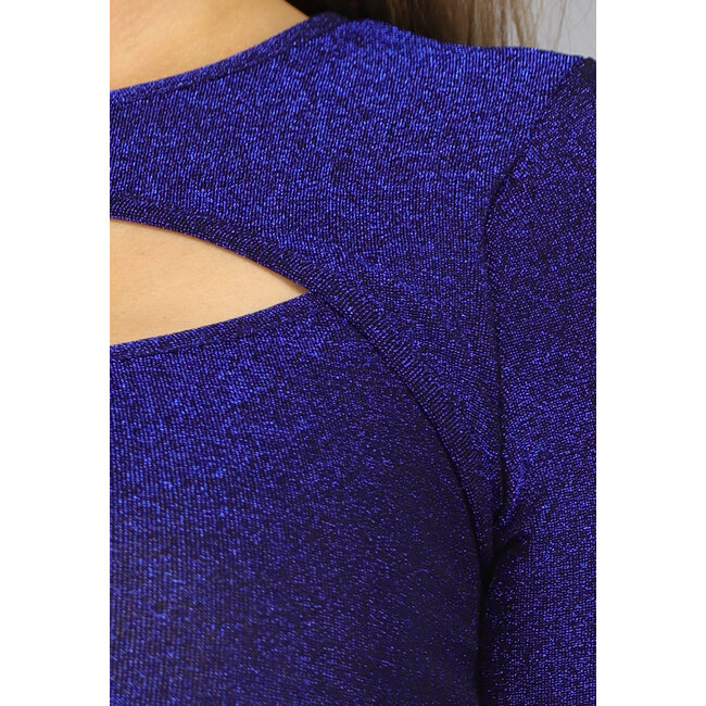 Blauer Glitter Body mit Ausschnitt