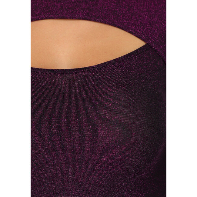 Bodysuit mit Ausschnitt in Glitzerviolett