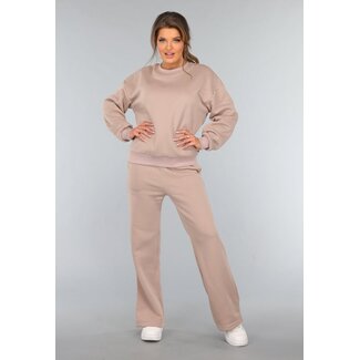 Taupefarbener Jogginganzug mit Schlaghosen