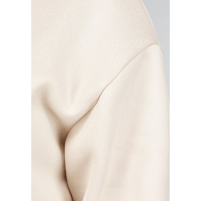 Beigefarbenes Kapuzensweatshirt-Set mit Schlaghosen
