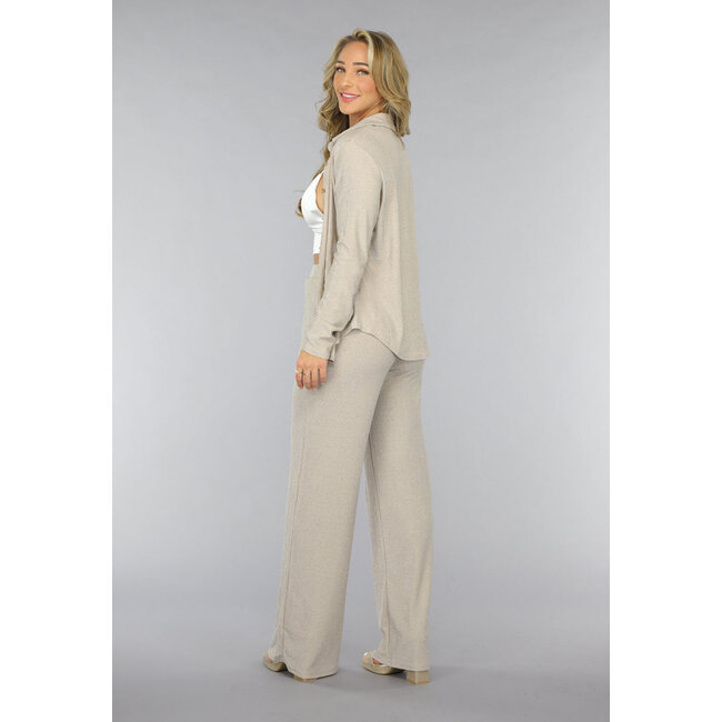 Beigefarbene elastische Glitzerhosen