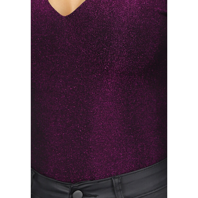 Lila Glitzer-Bodysuit mit V-Ausschnitt