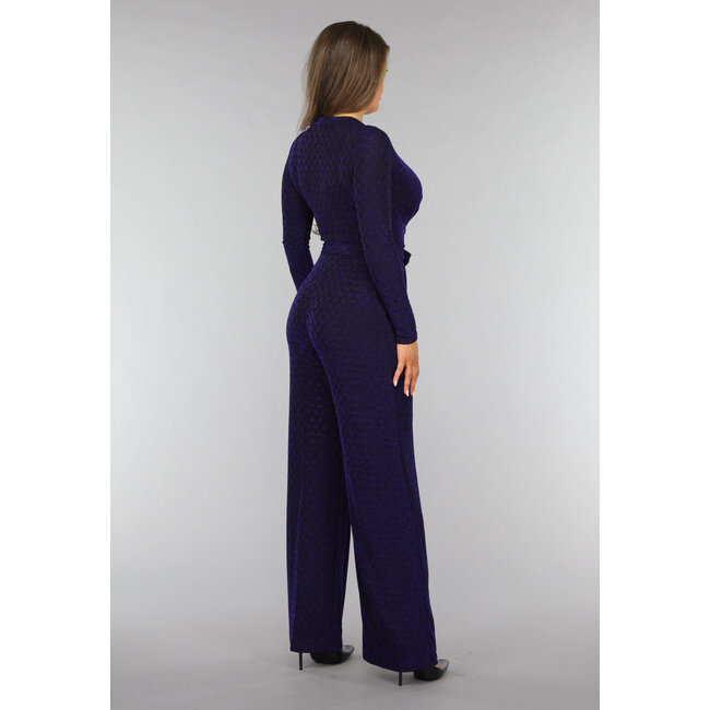 Blauer Glitzer-Overall mit Taillenband