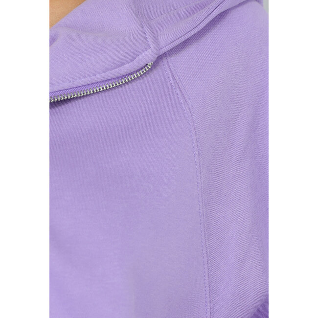 Lila übergroße Strickjacke mit Reißverschluss