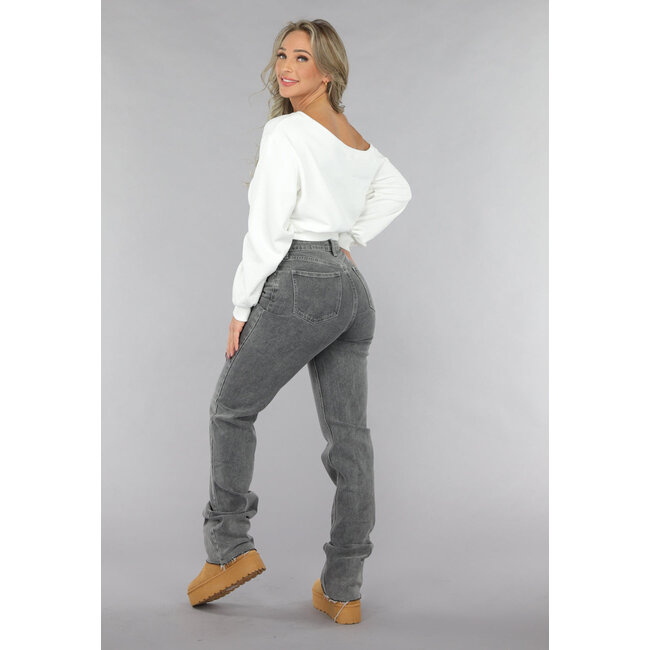 Weißer One-Shoulder-Pullover