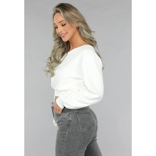 Weißer One-Shoulder-Pullover