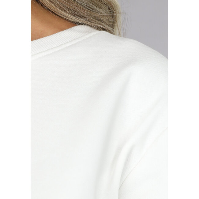 Weißer One-Shoulder-Pullover
