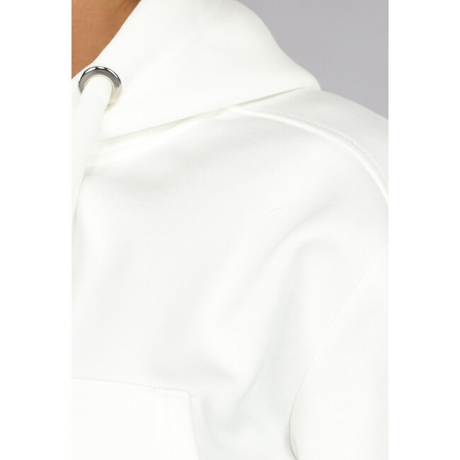 Weißer Kapuzenpullover in kurzem Modell