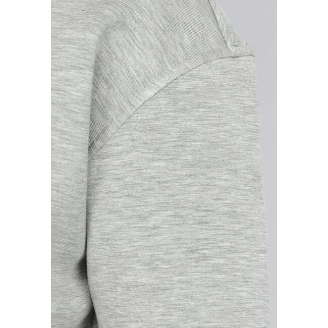 Kurze graue Strickjacke mit Kapuze