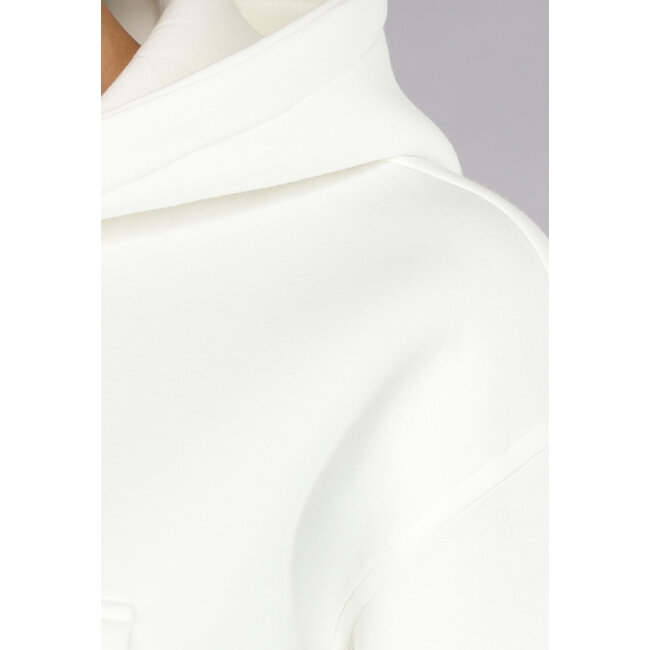Weiße kurze Strickjacke mit Taschen
