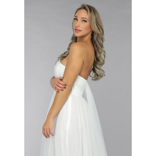 Weißes langes Mesh-Brautkleid