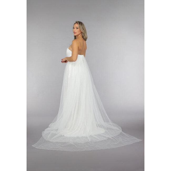 Weißes langes Mesh-Brautkleid