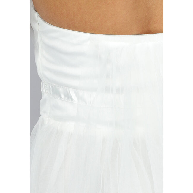 Weißes langes Mesh-Brautkleid