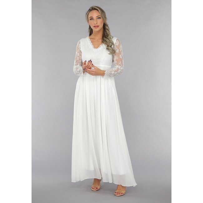 Weißes Brautkleid mit offenem Rücken