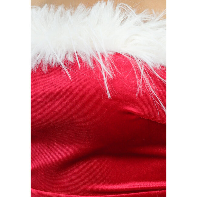 Rotes Midi-Schulterfreies Weihnachtskleid aus Samt