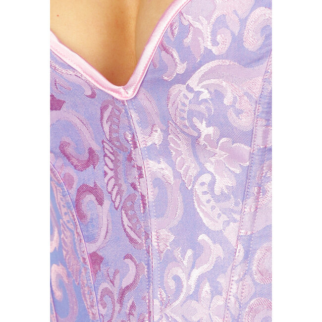 Lila/rosa Satin Korsett-Top mit Ornamenten