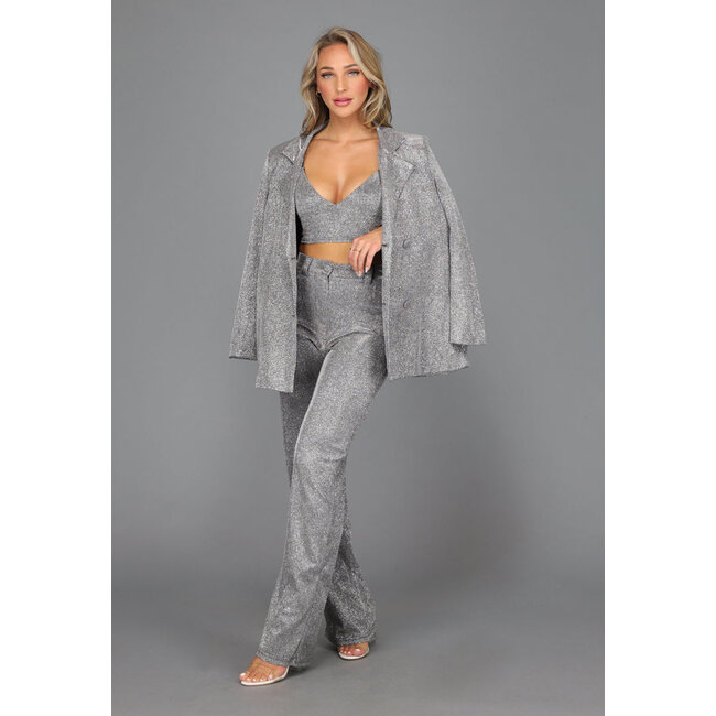 Übergroßer Silber-Glitzer-Blazer