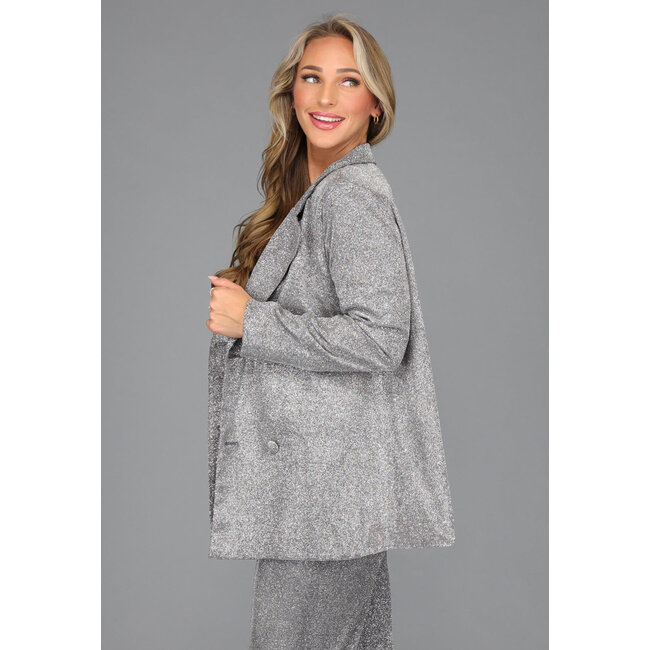 Übergroßer Silber-Glitzer-Blazer