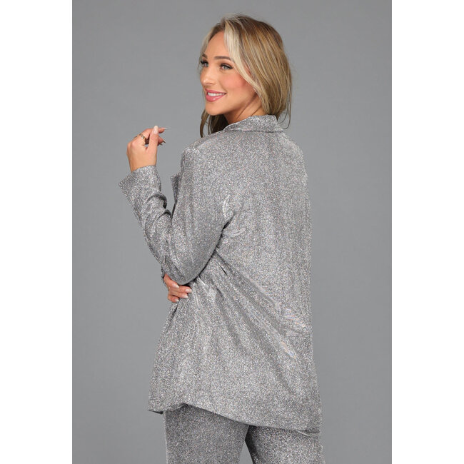 Übergroßer Silber-Glitzer-Blazer