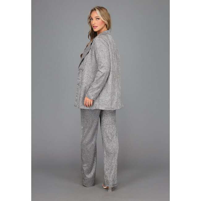 Übergroßer Silber-Glitzer-Blazer