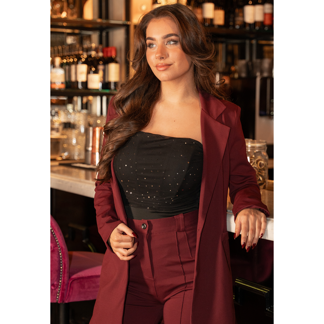 Schwarzer Glitzer Mesh Korsett Bodysuit