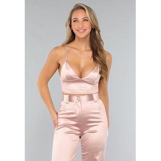 Rosa Satin-Crop-Top