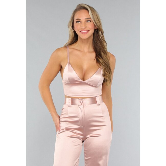 Rosa Satin-Crop-Top