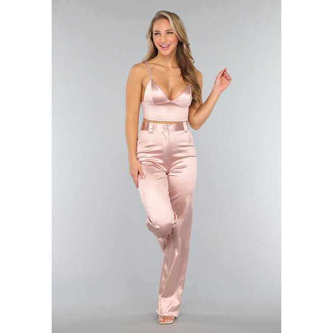 Rosa Satin-Crop-Top