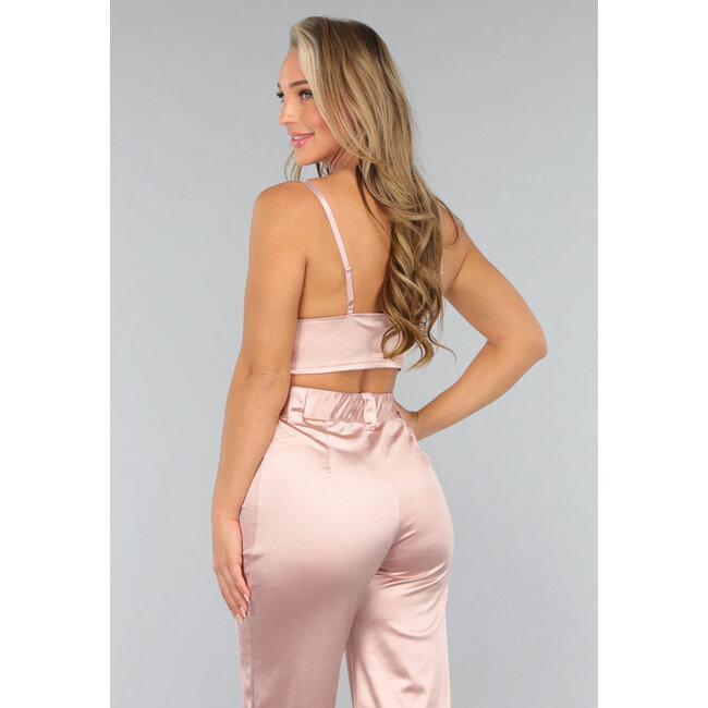 Rosa Satin-Crop-Top
